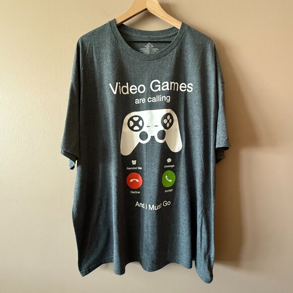 Men's Big & Tall 3XL Games Calling Graphic Tee with Short Sleeves Charcoal - Picture 3 of 6